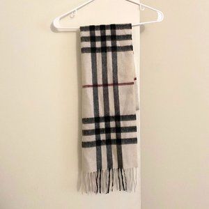 Good quality beige wool checked scarf